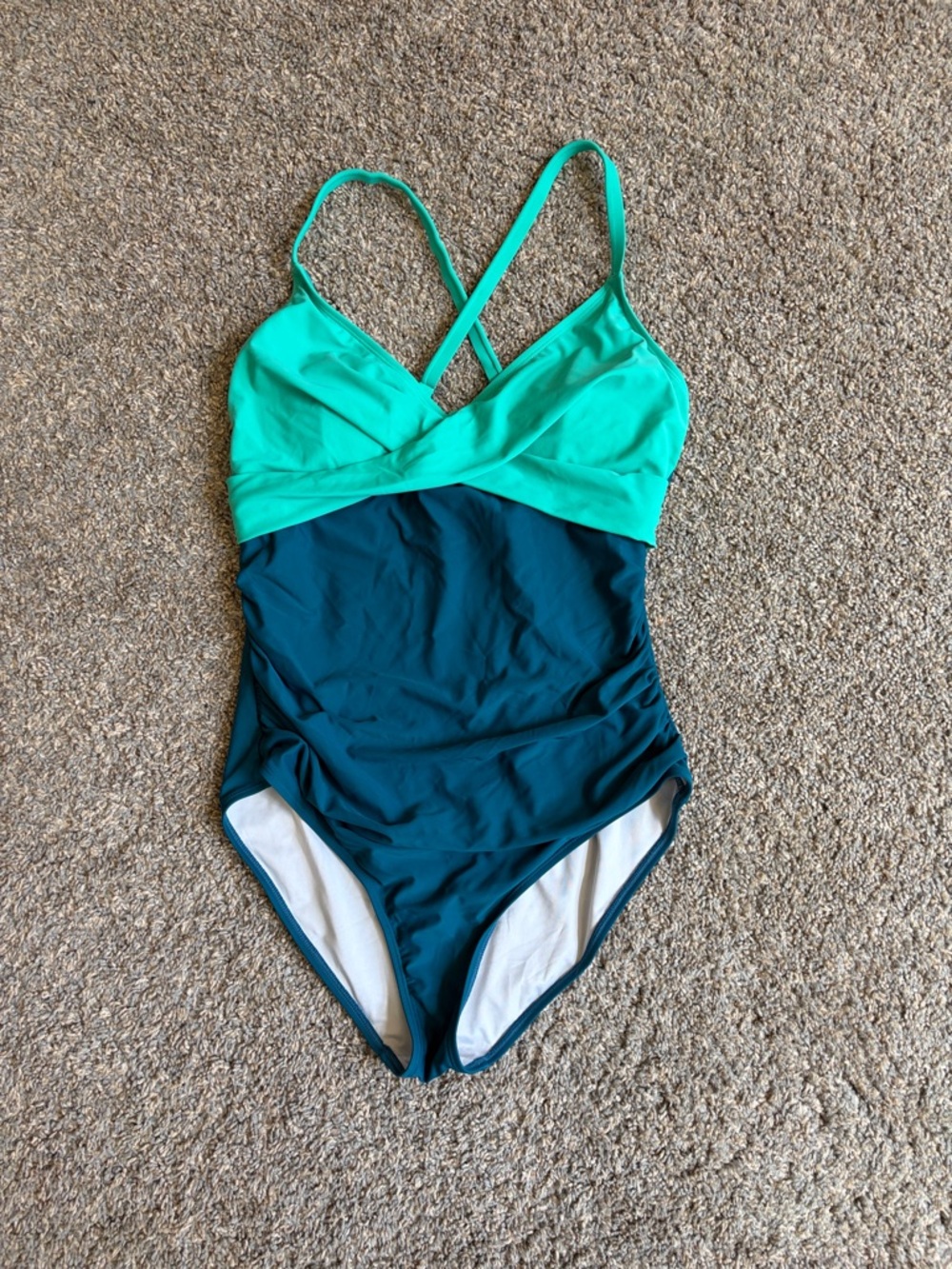 Colorblock Teal & Dark Teal One-Piece Swimsuit